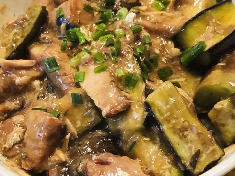 簡単*なすとサバ味噌缶のあんかけ丼